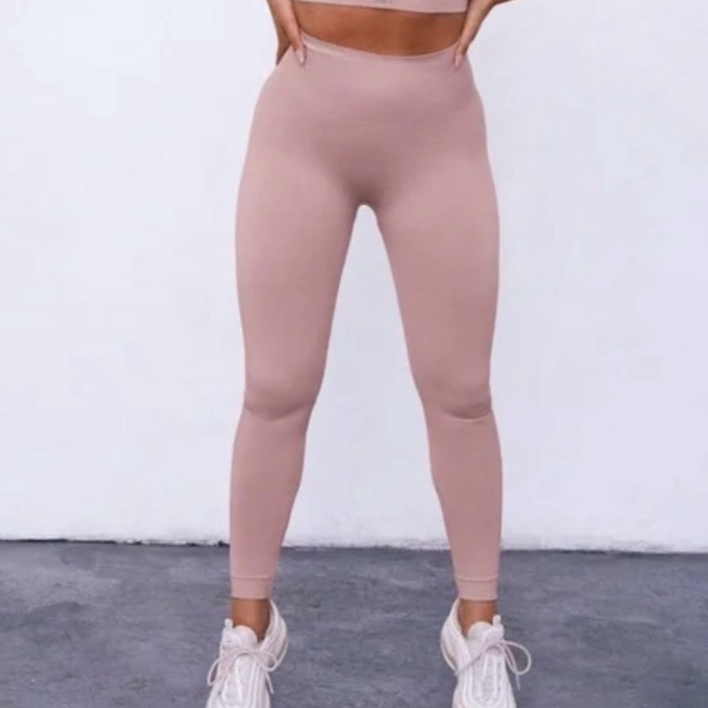 SET Active Sculptflex Leggings Seamless Ribbed 7/8 Length Amethyst Pink Small